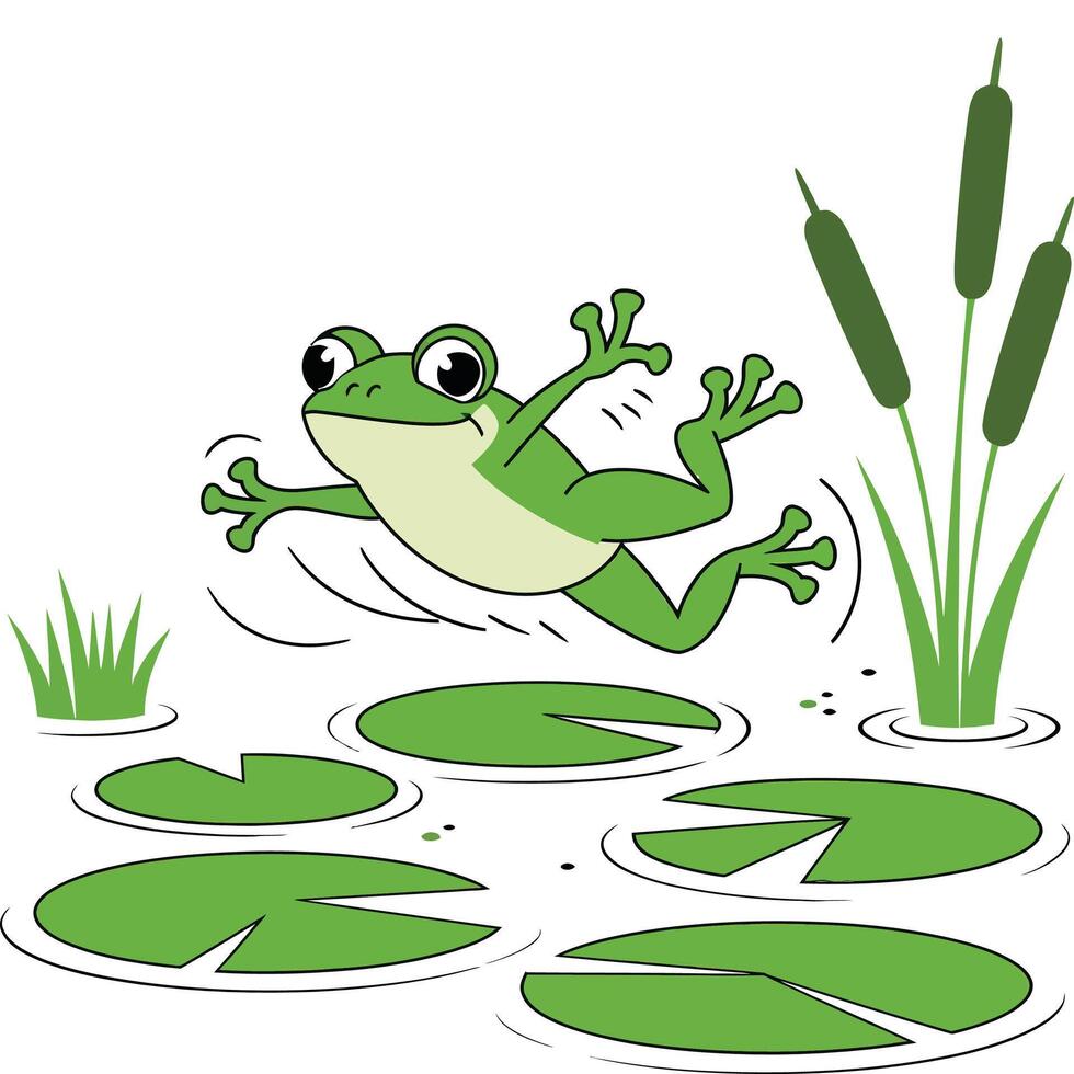 Frog jumping in the water clipart vector