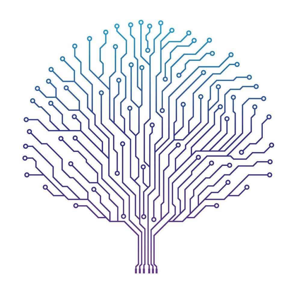A blue tree made of circuit boards vector
