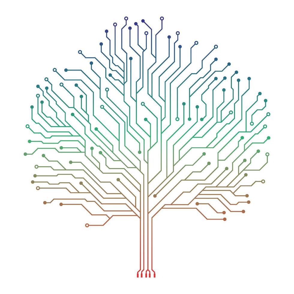 A tree made of circuit boards on white background vector