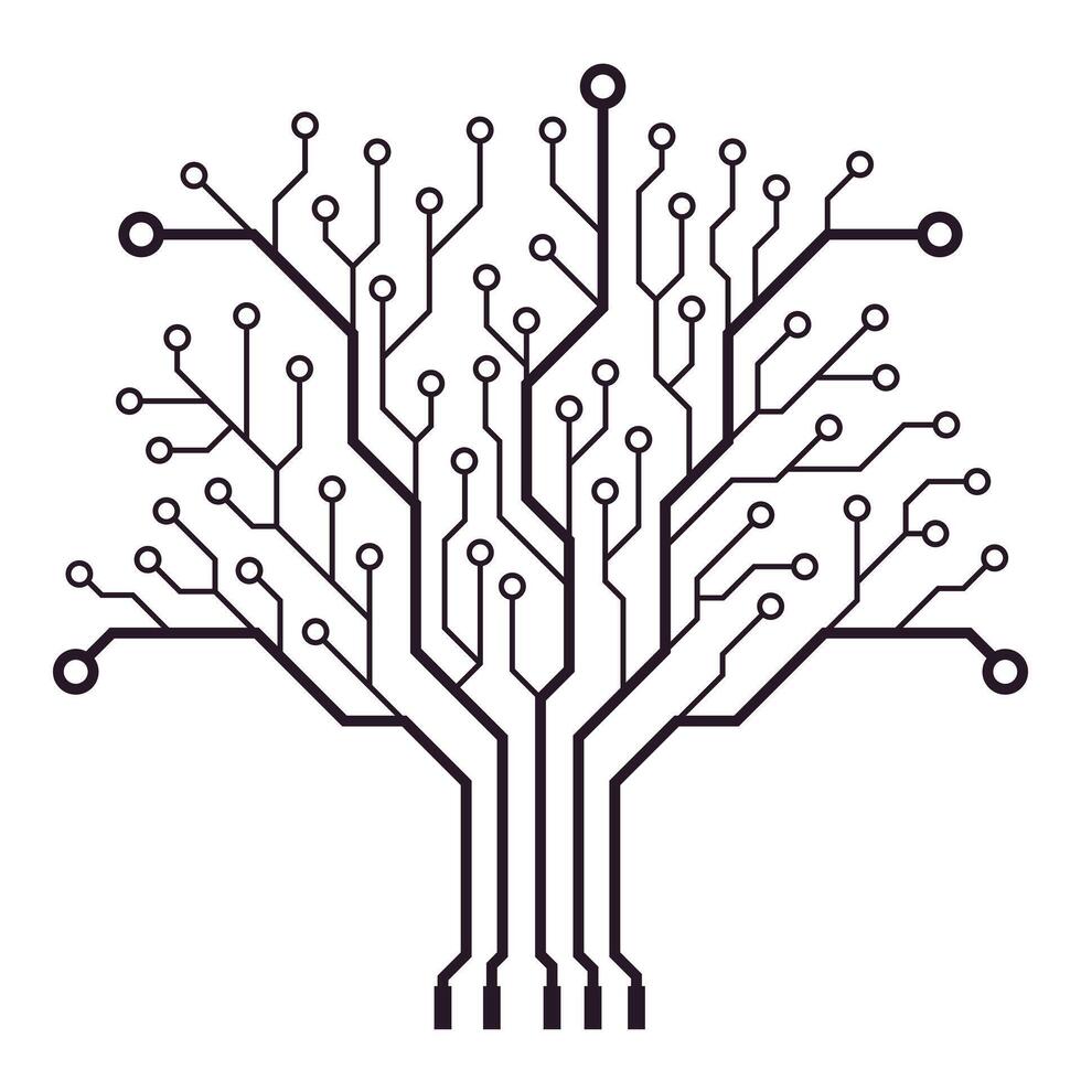 A modern tree made of circuit boards vector