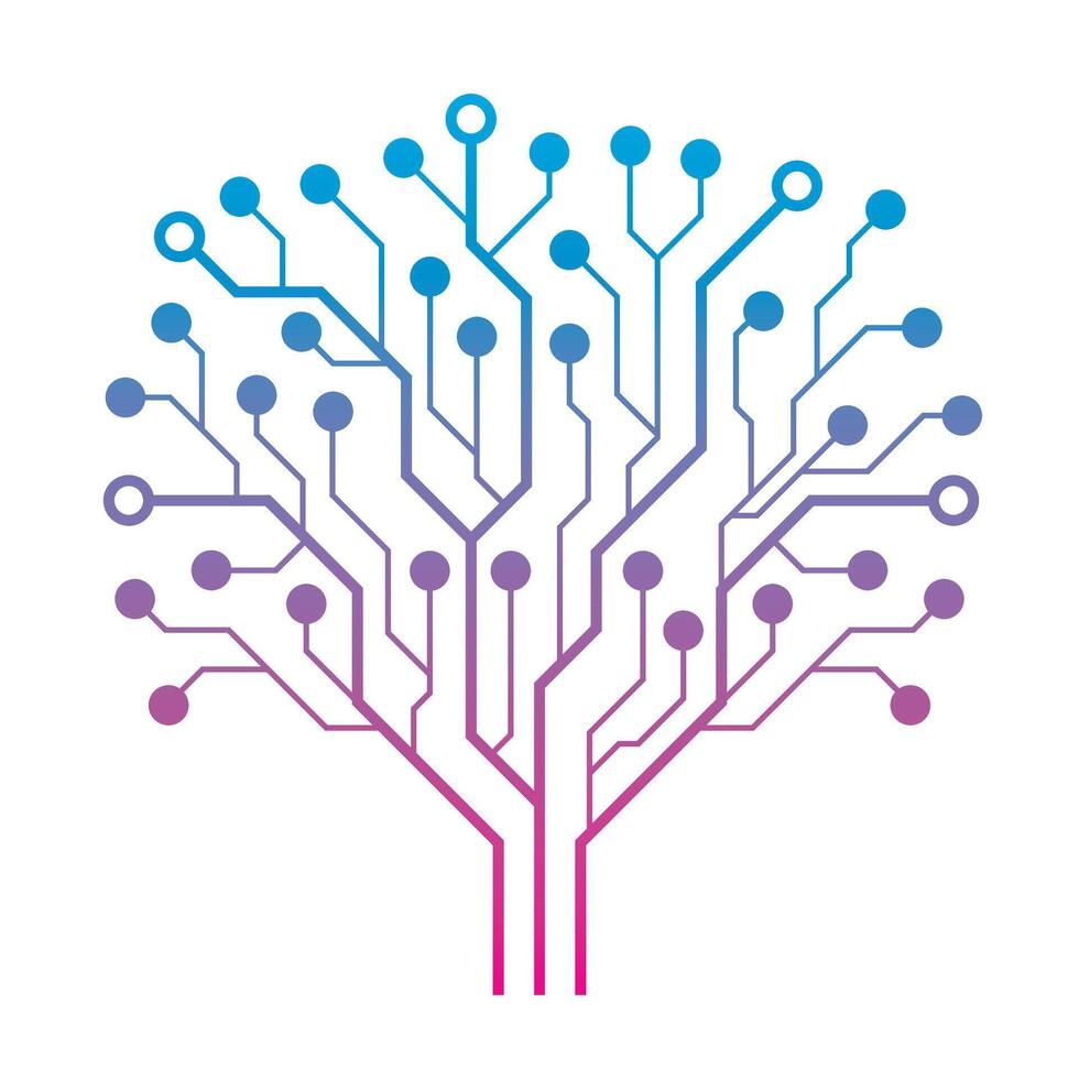 A creative tree made of circuit boards on white background vector