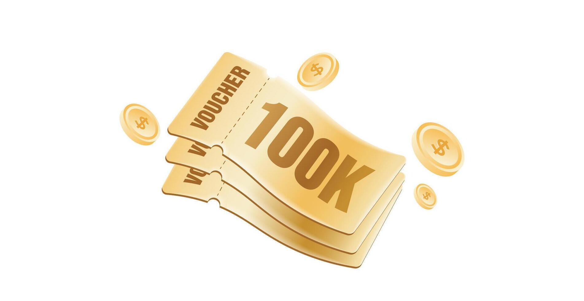 Discount codes spread out side by side, gold coins flying around vector