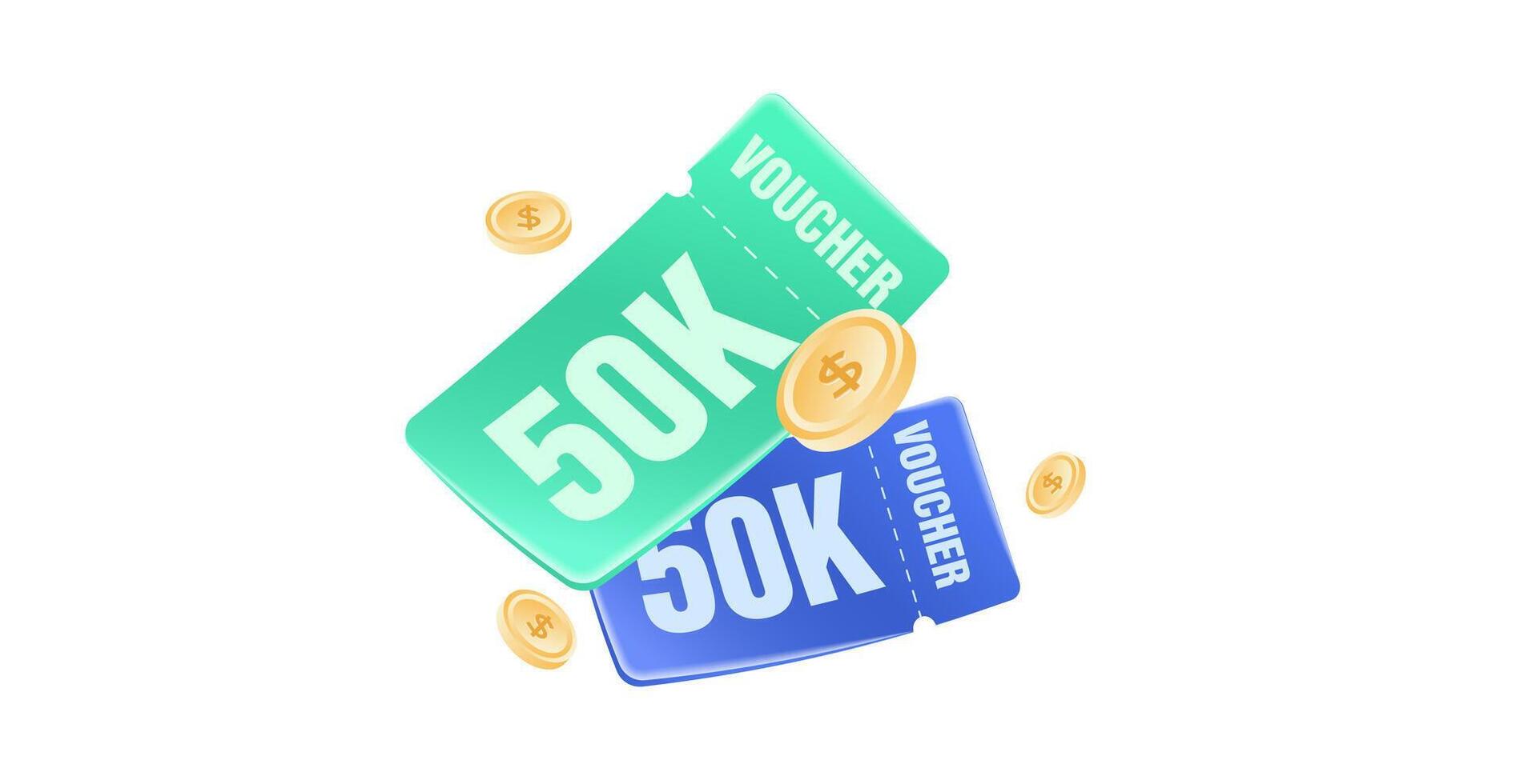Discount codes fly next to each other and money flies around vector