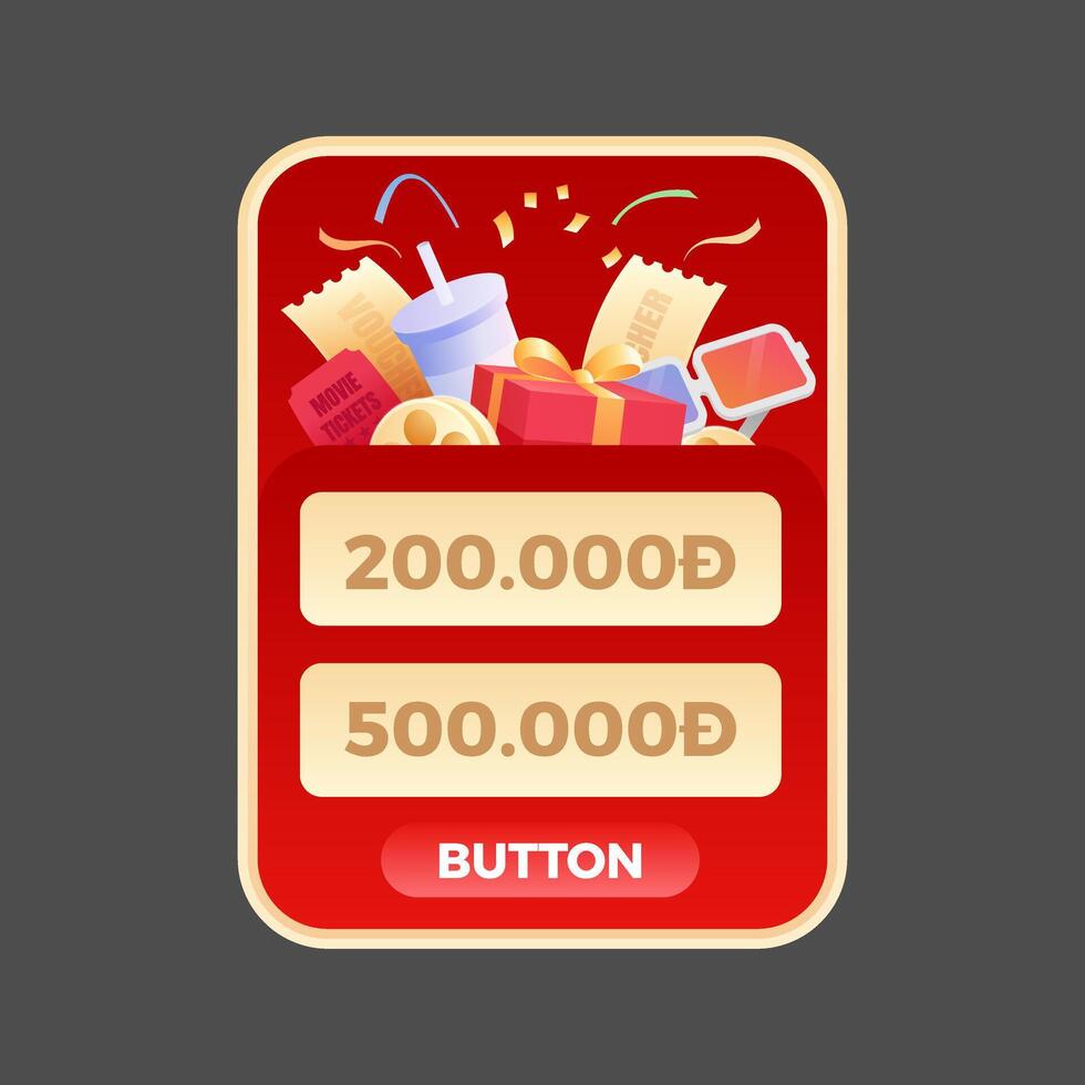 popup cinema with many discount codes, movie tickets, popcorn vector