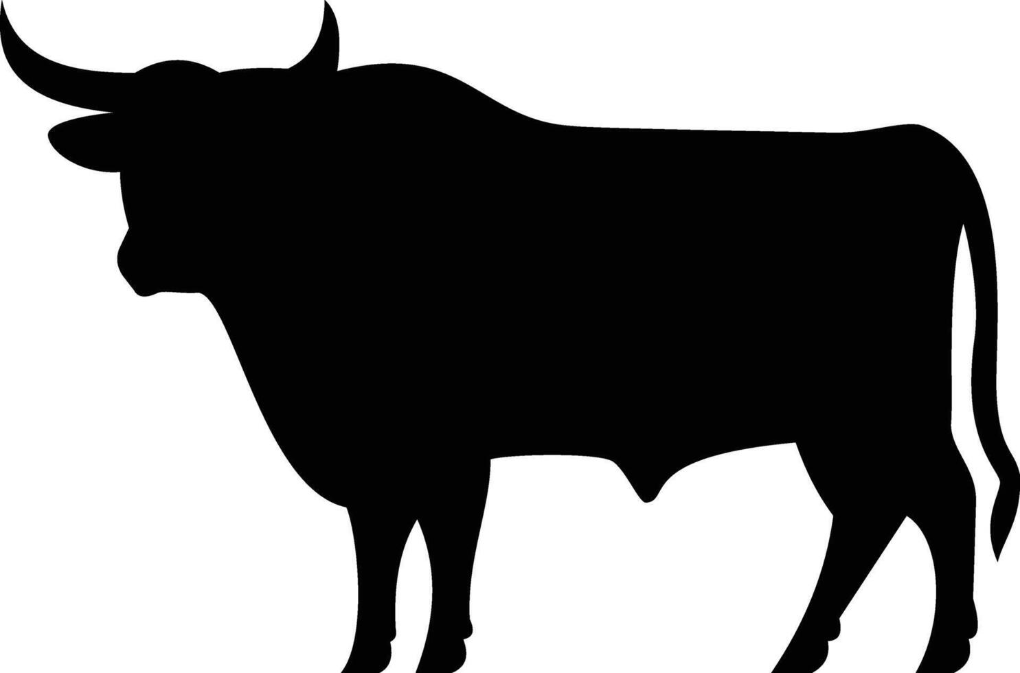 A black and white silhouette of a bull vector