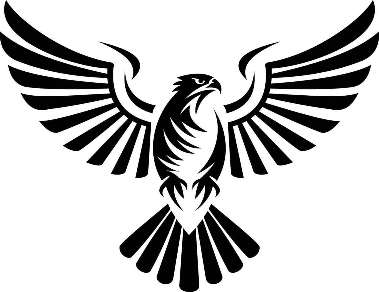 A black and white eagle with wings spread vector
