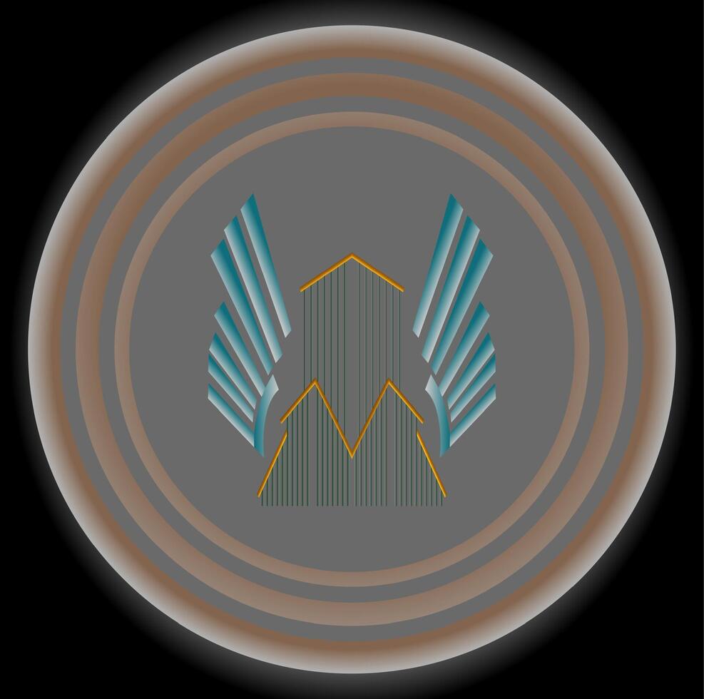 Art Deco Metallic Digital Artwork Shiny symmetry, metallic lines, and shining circular gradients. ideal for posters, website banners, album covers, etc. vector