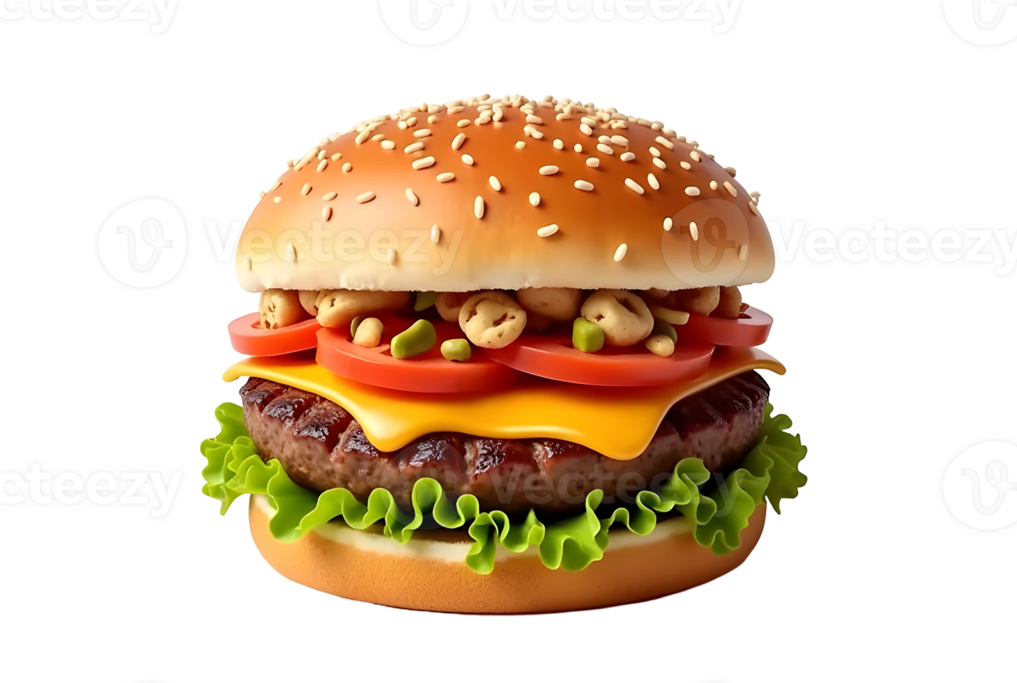 Burger, cheeseburger isolated on transparent background png