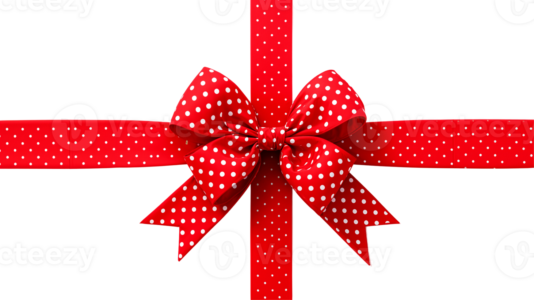 Red ribbon with white polka dots isolated on transparent background png