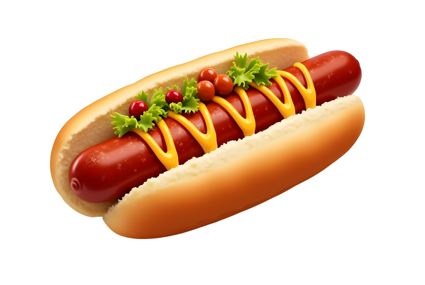 3d render of a hot dog isolated on transparent background png
