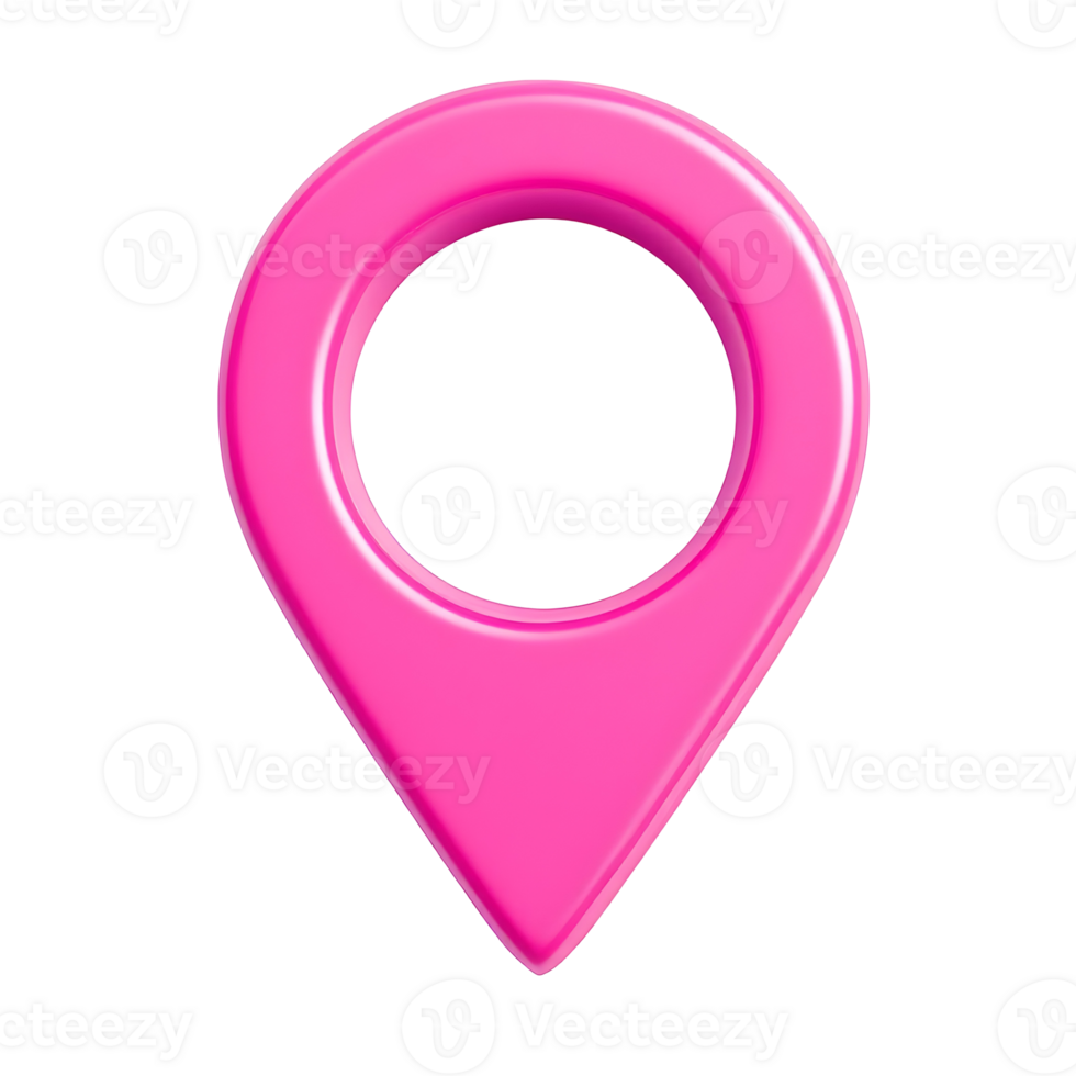 3d pink location pin icon pointing a place on a map, isolated on transparent background png
