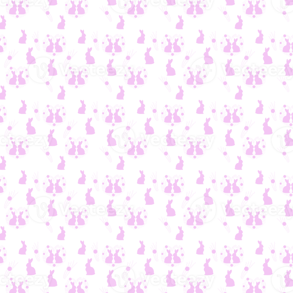 Patterned Design with Bunnies and Flowers png