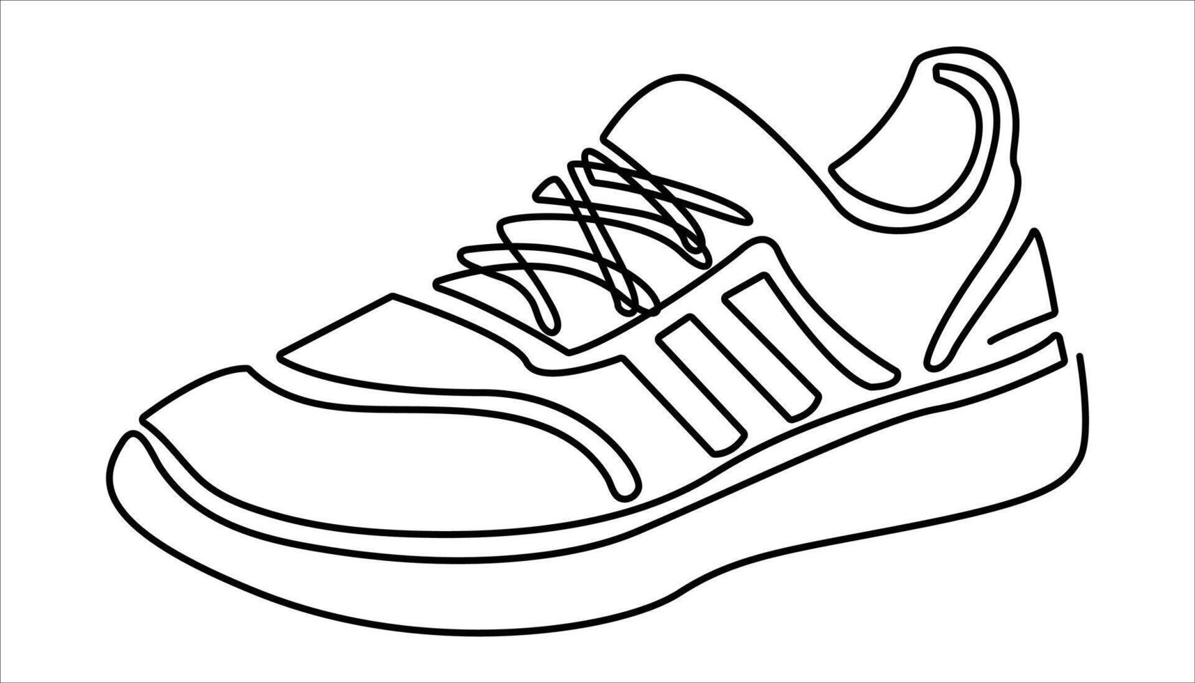 Sport Sneaker shoes continuous one line drawing. sneakers are drawn with one line. Sports shoes in a linear style. vector