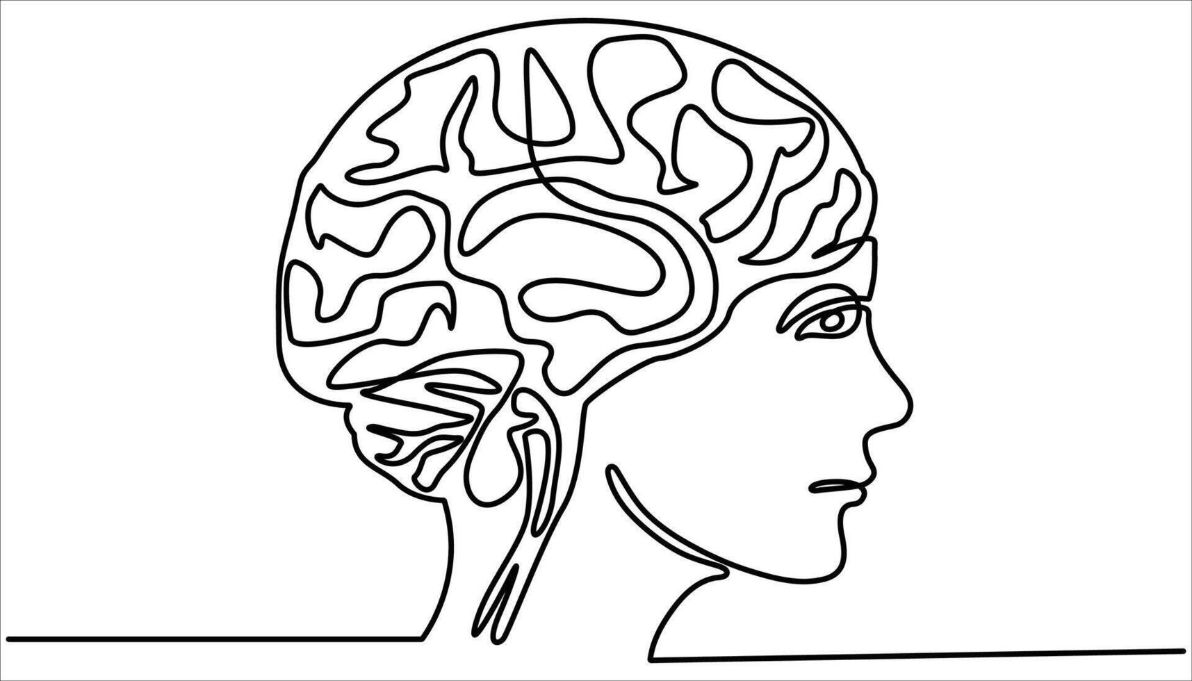 Human brain continuous one line drawing. Line art of human brain. vector