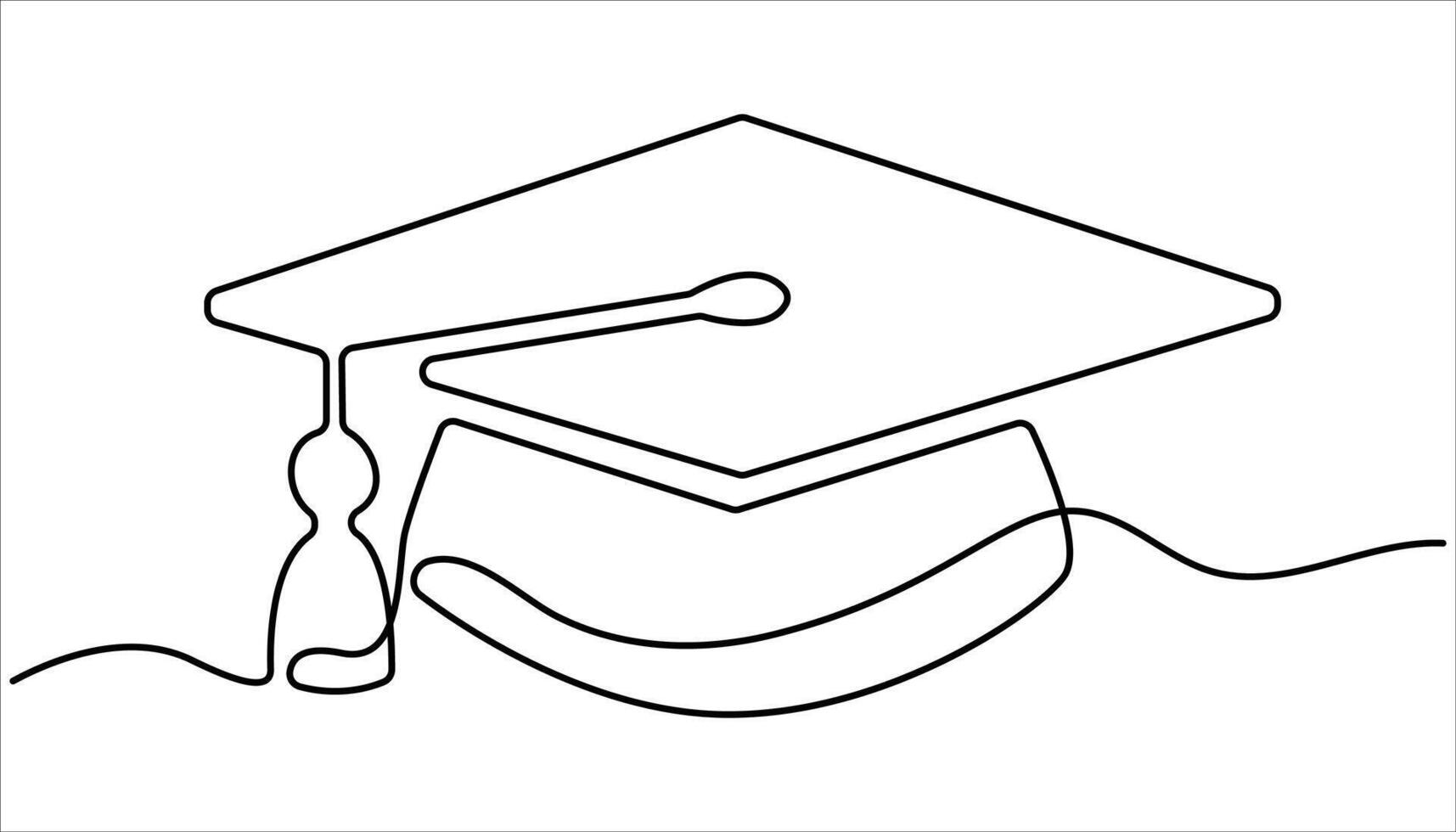 Graduation cap and diploma continuous one line drawing. hand drawn line art illustration of graduation hat. Continuous cap one line art drawing of graduation hat concept outline vector