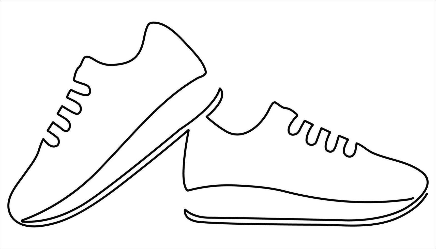Sport Sneaker shoes continuous one line drawing. sneakers are drawn with one line. Sports shoes in a linear style. Simple shoes, sneaker line art illustration vector