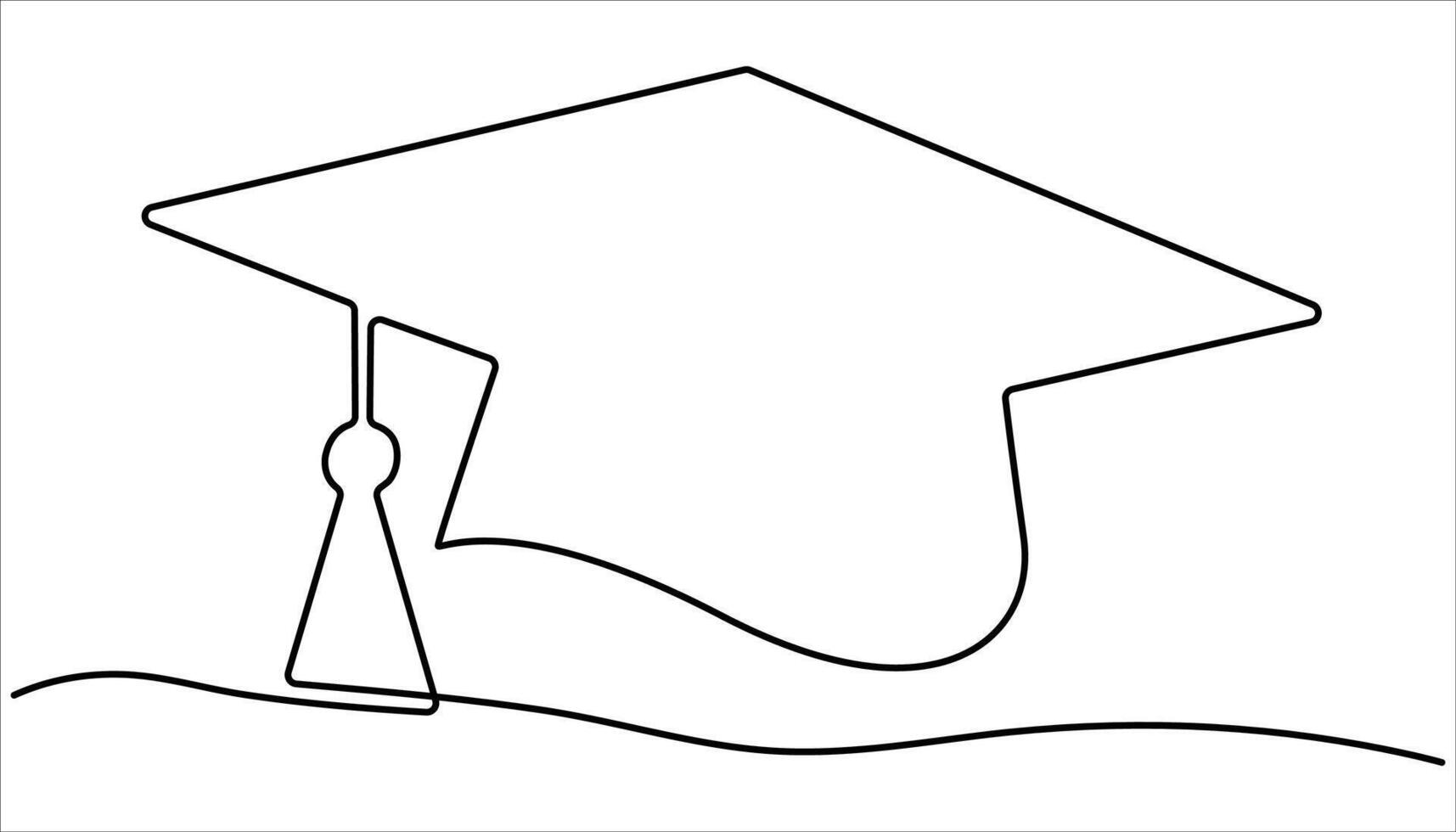 Graduation cap and diploma continuous one line drawing. hand drawn line art illustration of graduation hat vector