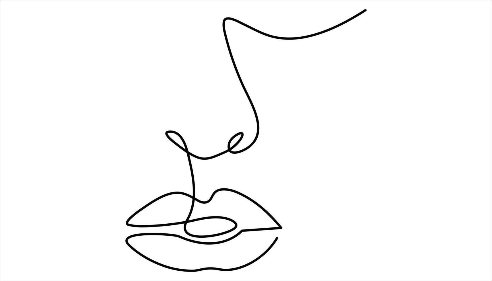 Woman face continuous one line drawing. Simple hand drawn poster, young girl portrait drawing. vector