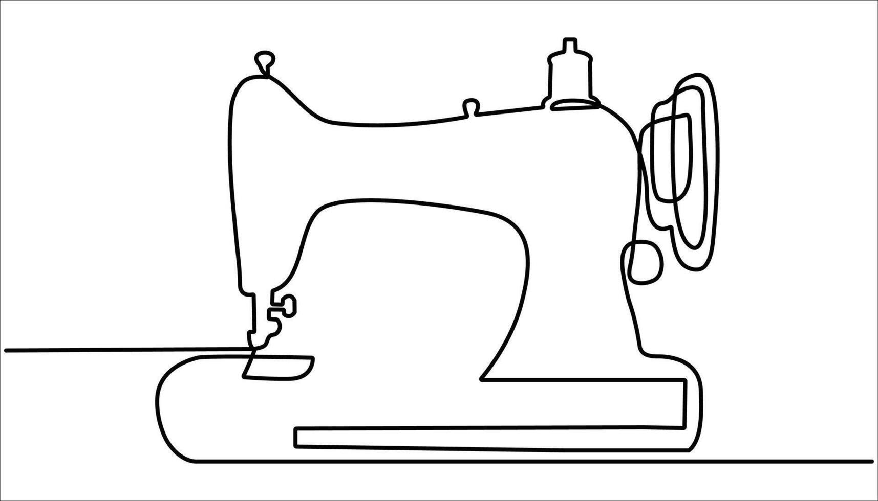 Sewing machine continuous one line drawing. Concept of needlework. Antiques sewing machine design in simple continuous linear style concept. vector