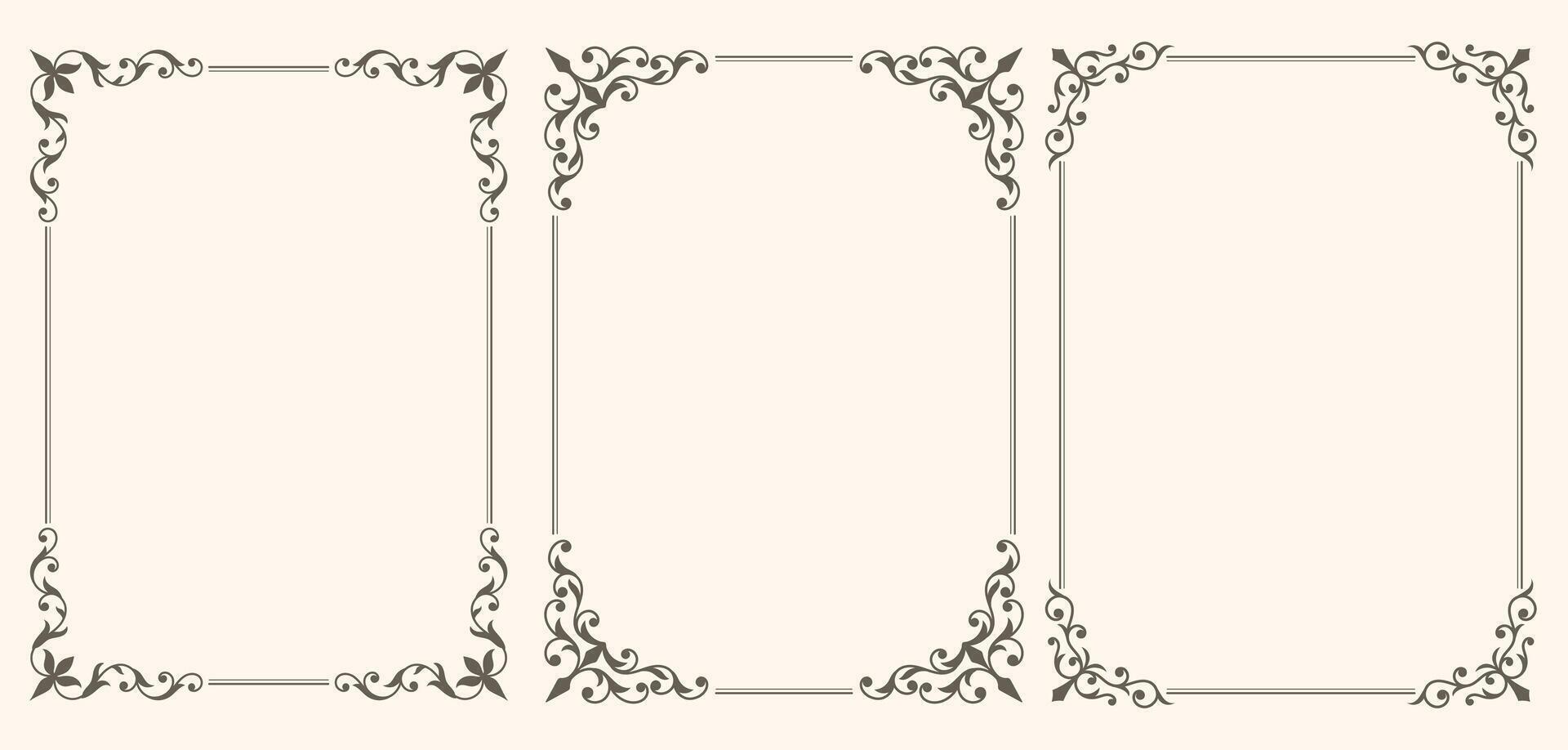 Set of vintage beautiful frames vector