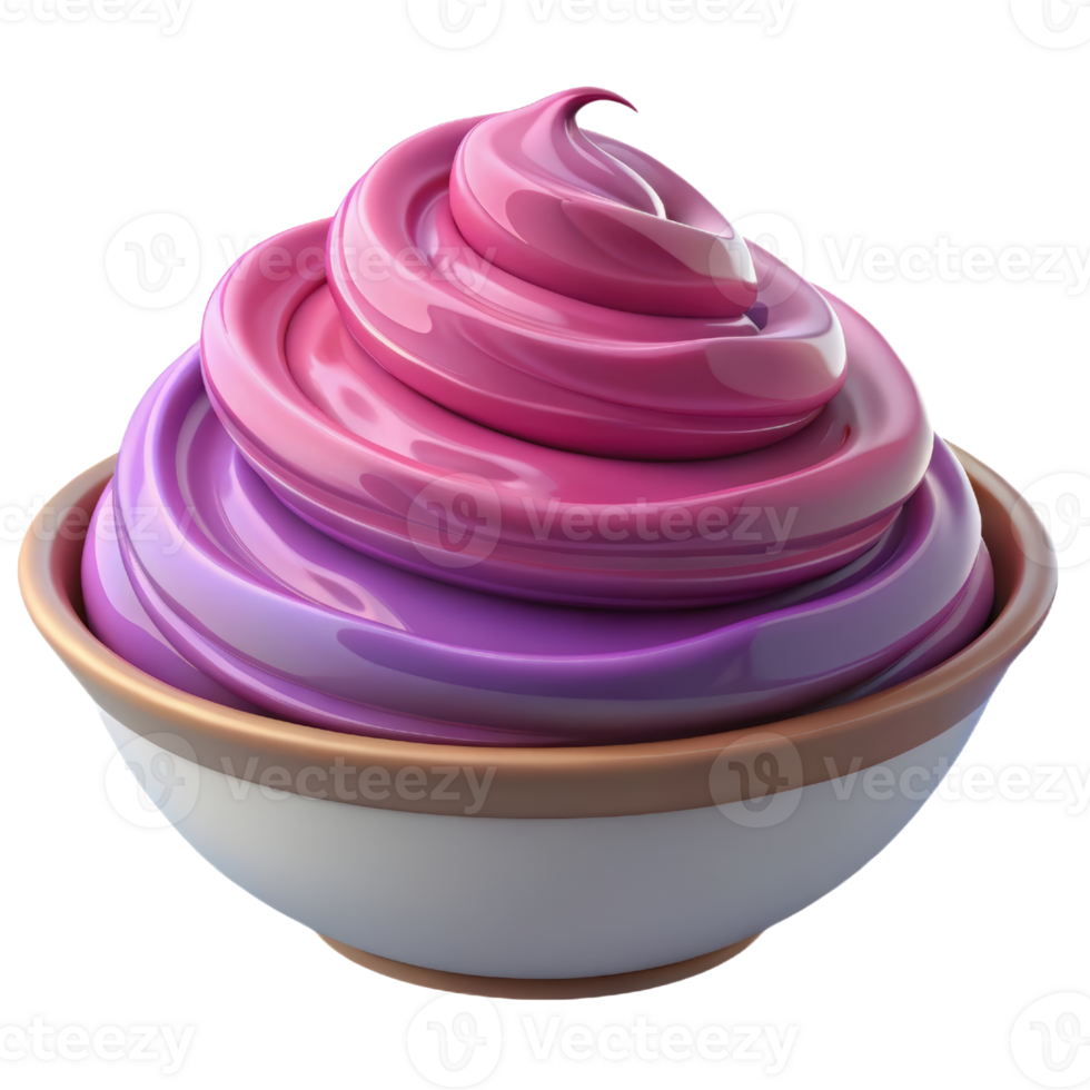 A bowl of purple and pink ice cream png