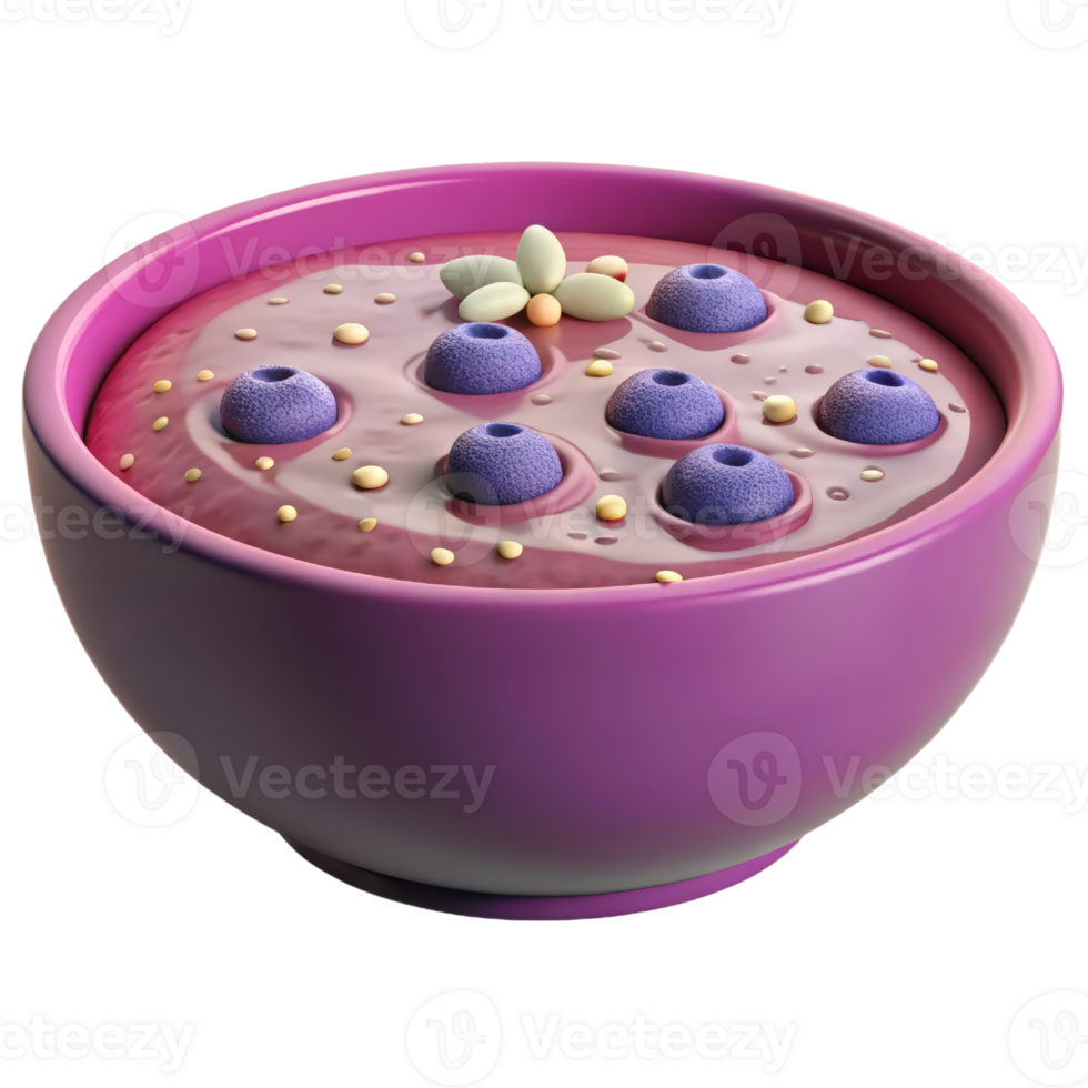 A bowl of purple and blue pudding with a few seeds png