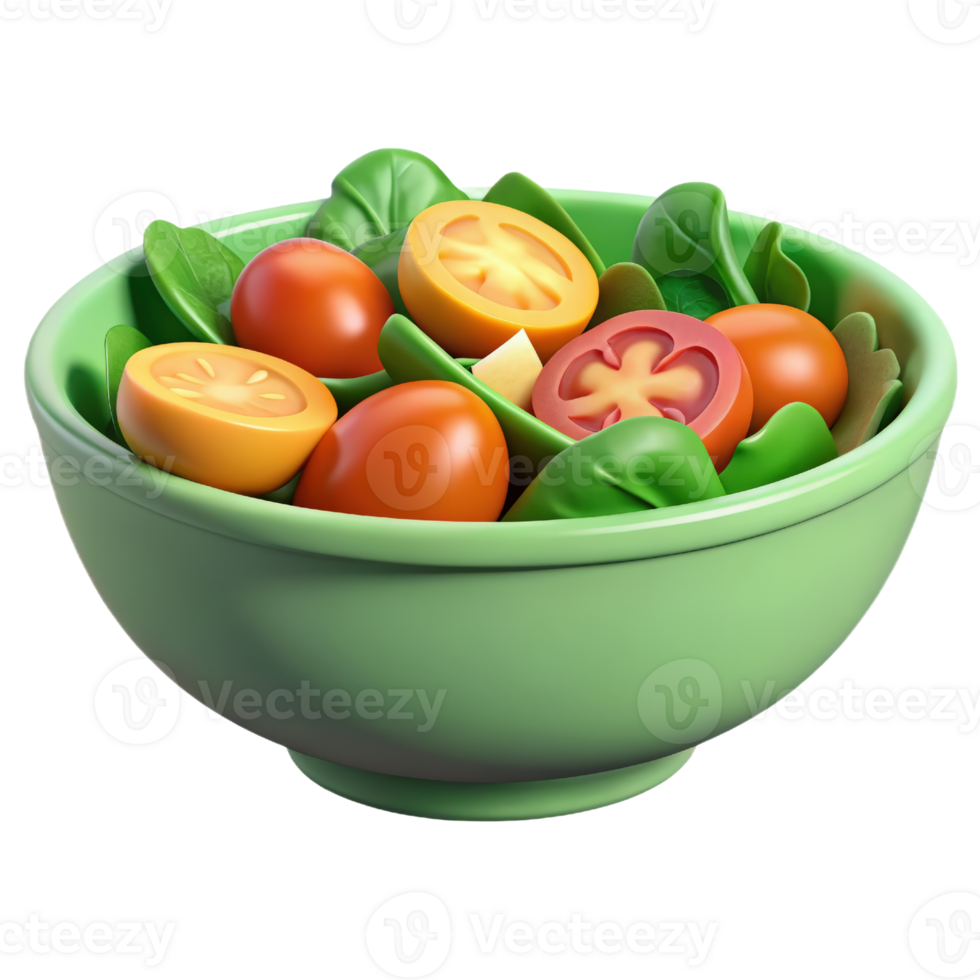 A green bowl filled with tomatoes and other vegetables png