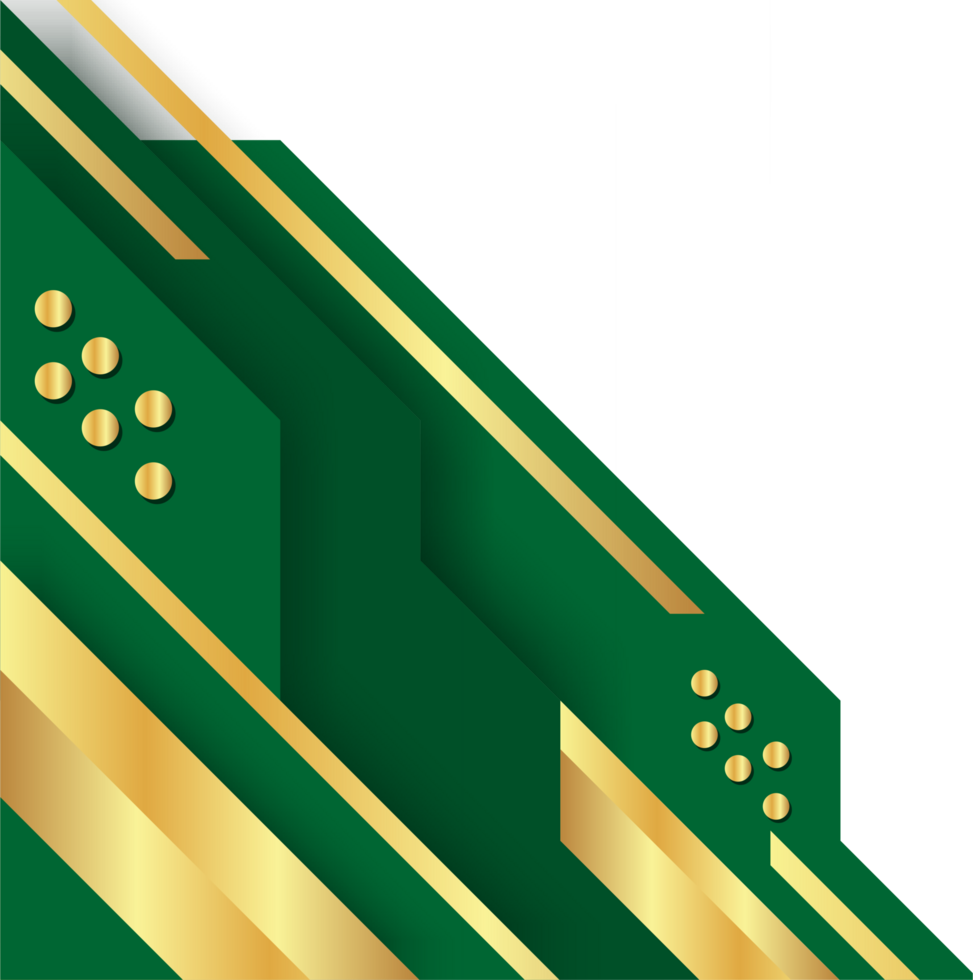 frame border design with a combination of green and gold png
