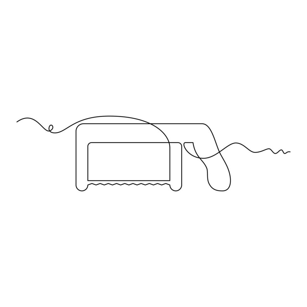 one line art hacksaw illustration. line art, one continuous line, simple, hand drawn and sketch style. for icons, symbols, signs or logos vector