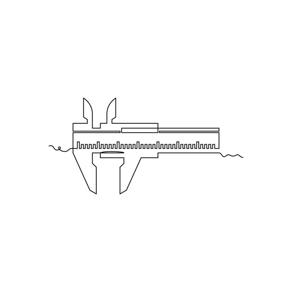 One line art Vernier calipers tool illustration. line art, one continuous line, simple, hand drawn and sketch style. for icons, symbols, signs or logos vector