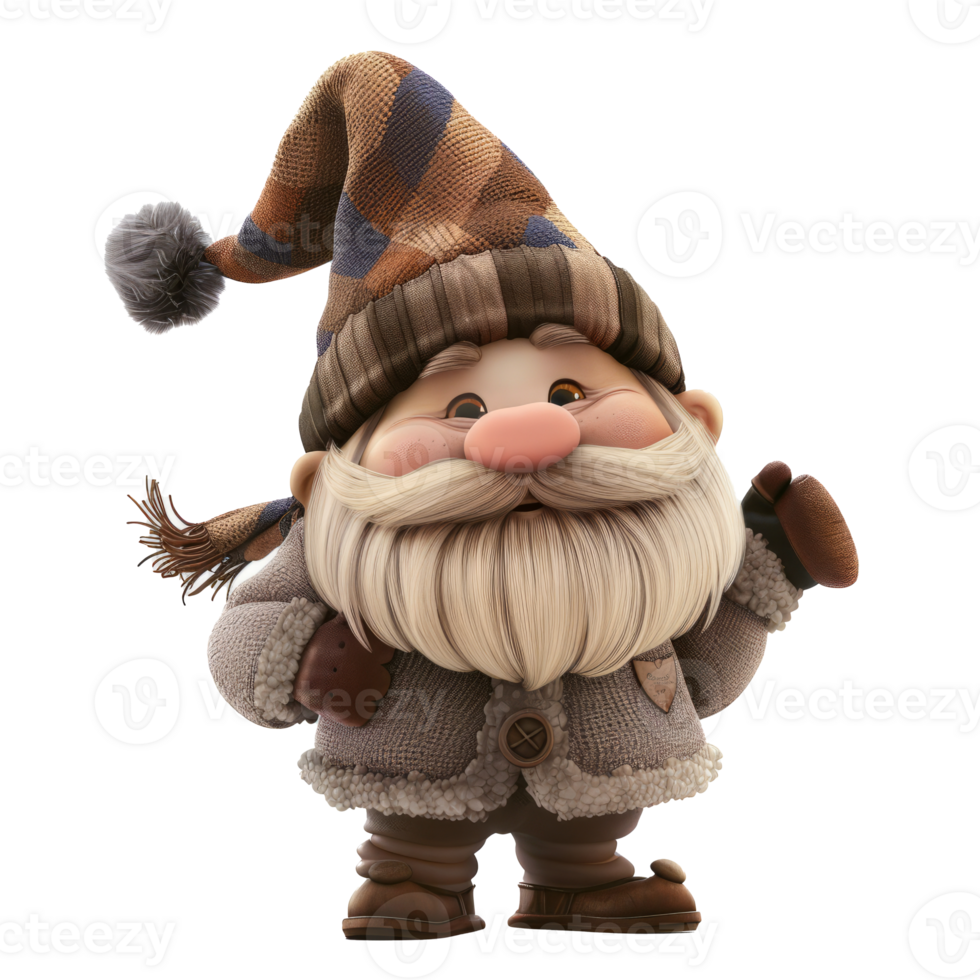 A cartoon gnome with a hat and scarf png