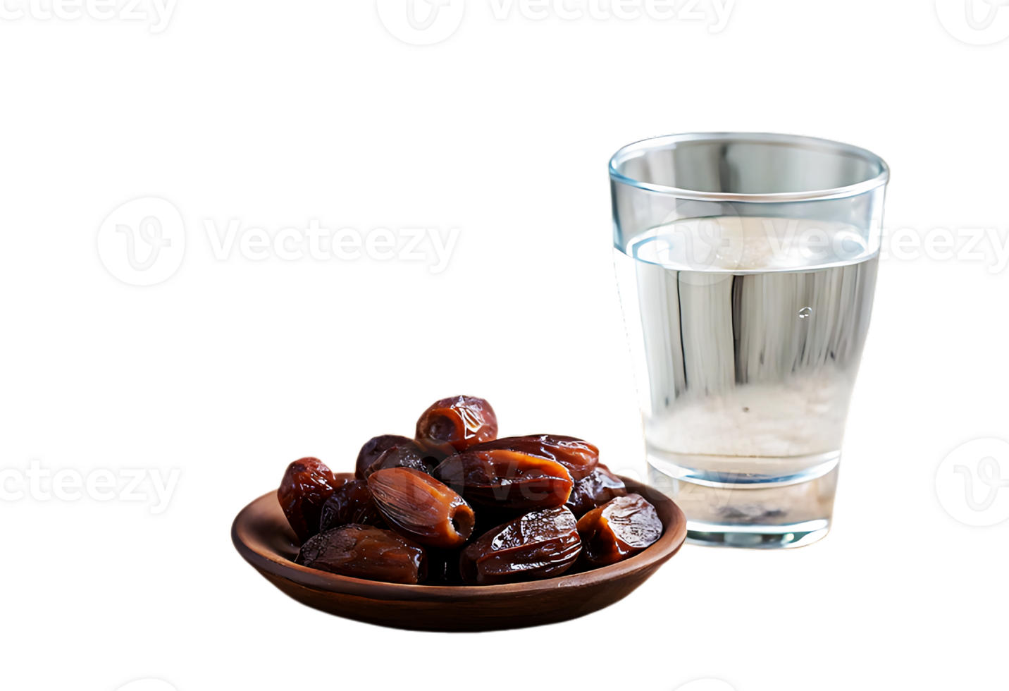 A bowl of dates and a glass of water png