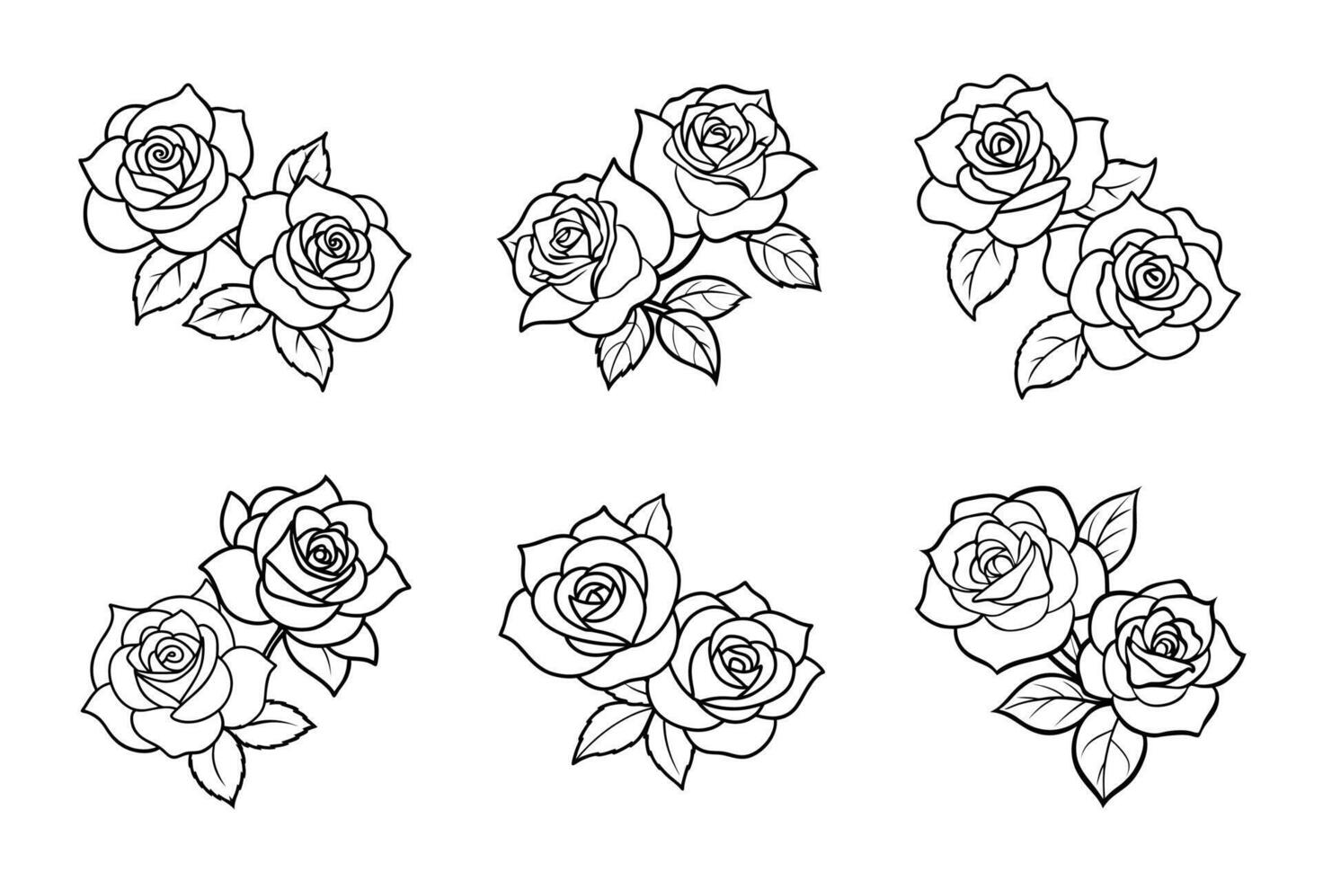 Rose Flower Bouquet - Elegant Black and White Rose Set for Wedding, Vintage, and Botanical vector