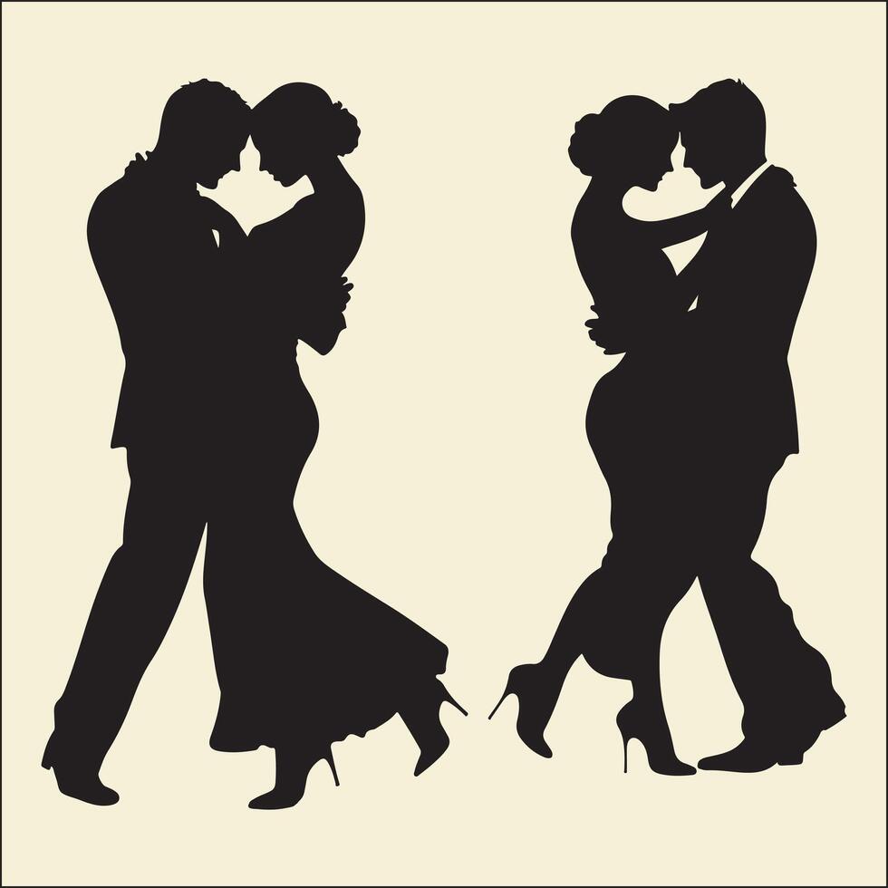 Dancing Couple Silhouette, Tango Salsa vector