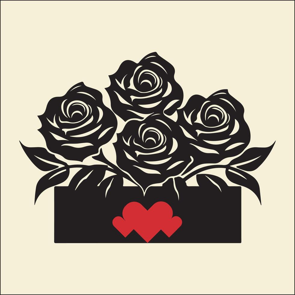 Box of Roses Silhouette vector