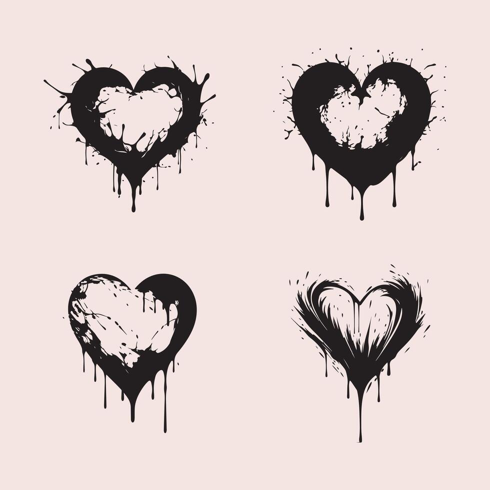 Broken Heart Silhouette, Heart Pain Heartache set vector