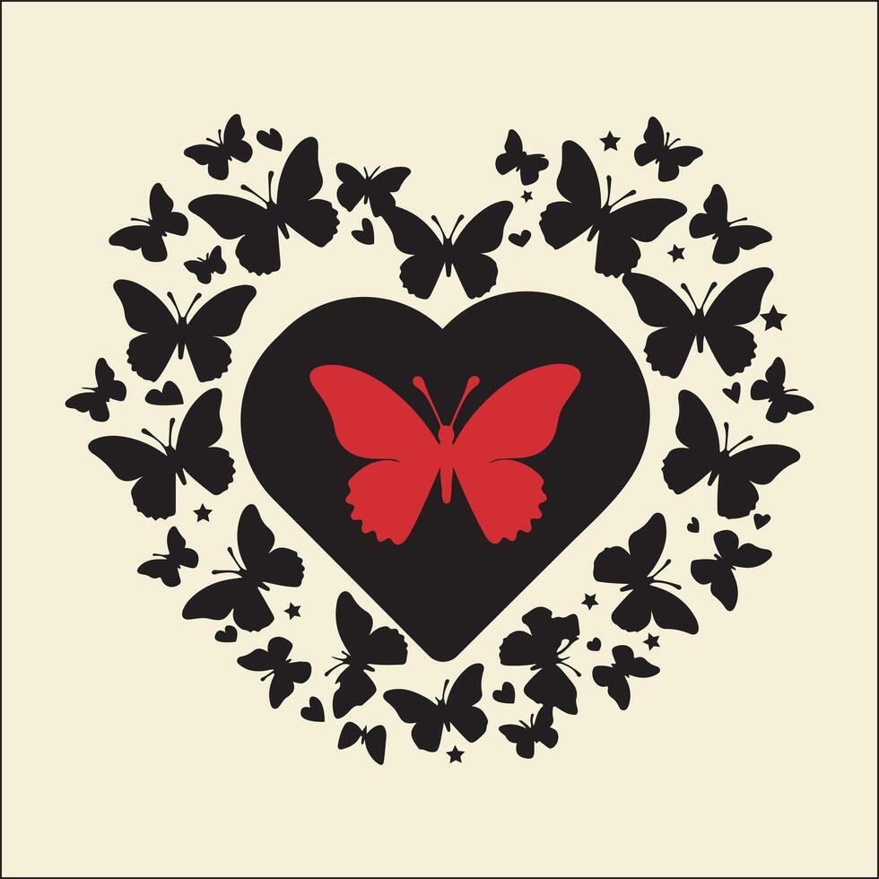 Butterflies Heart Silhouette vector