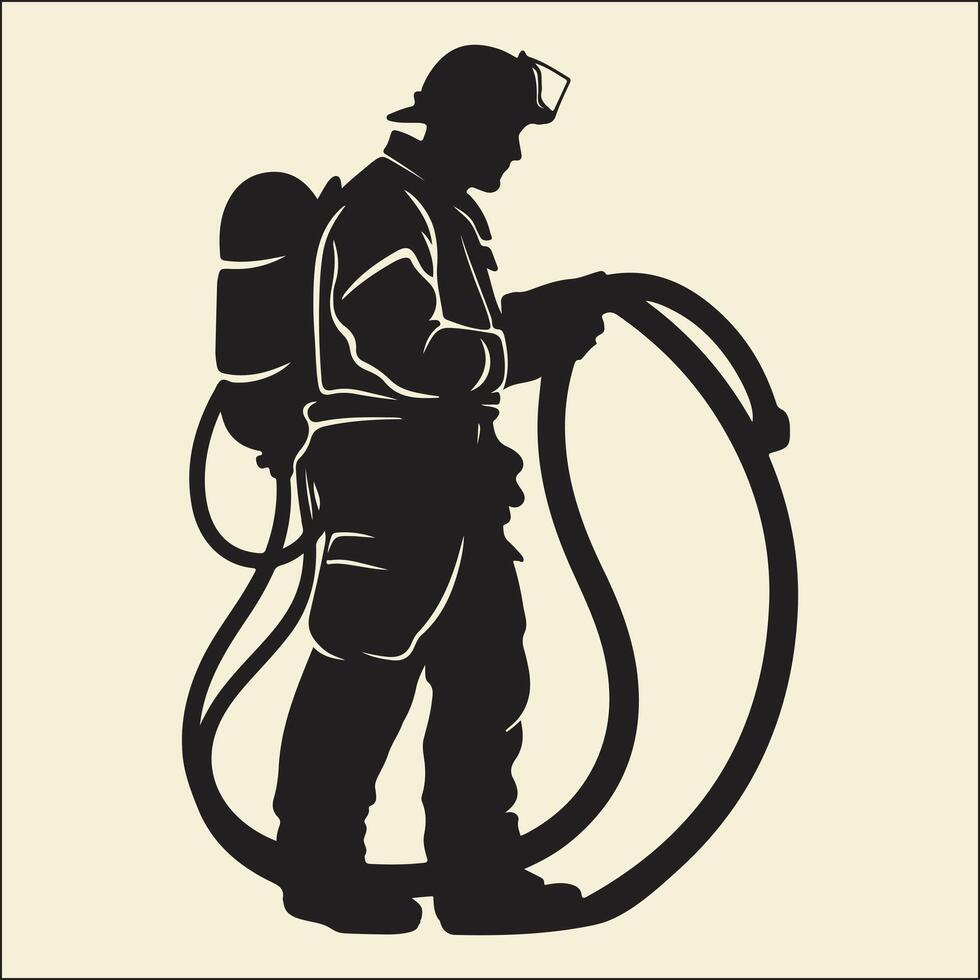 Fire fighter Hose Silhouette vector