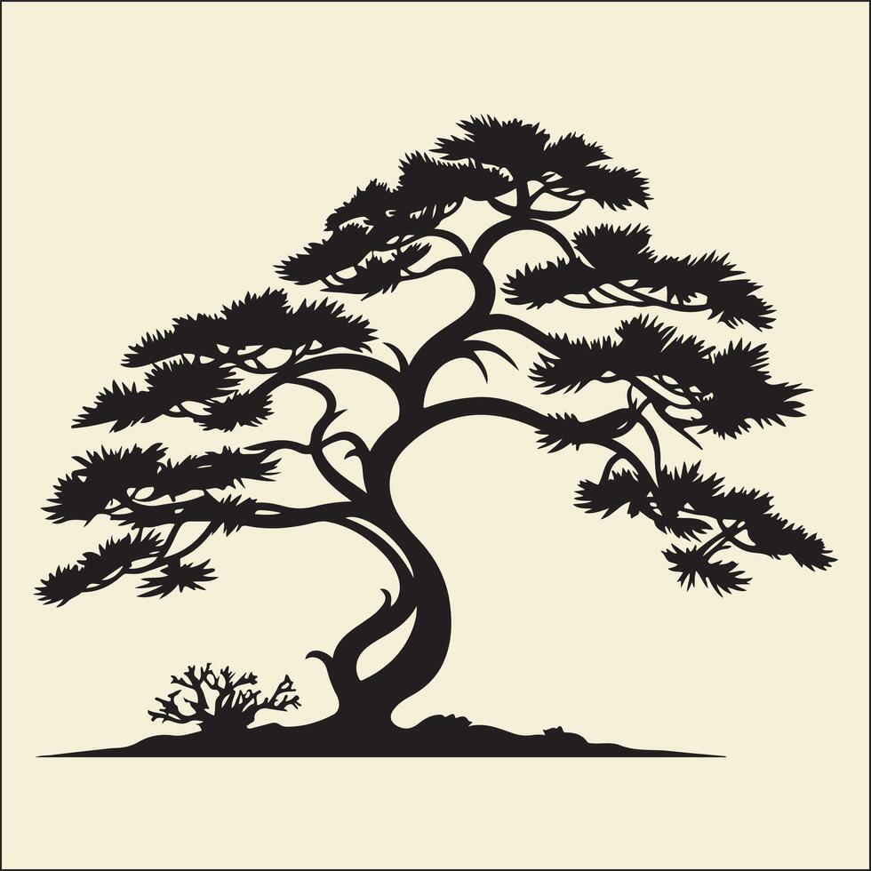 New Year Pine Silhouette, Pine Holiday vector
