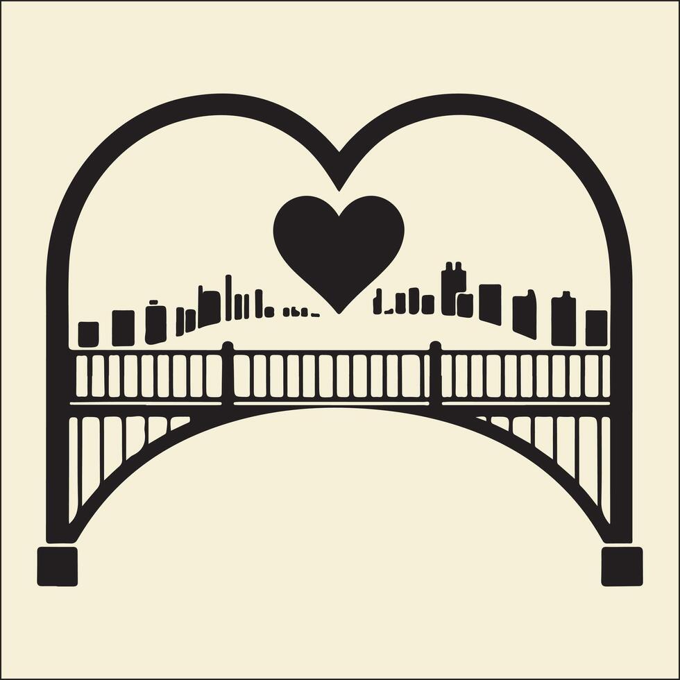 Love Lock Bridge Silhouette, Love Bridge vector