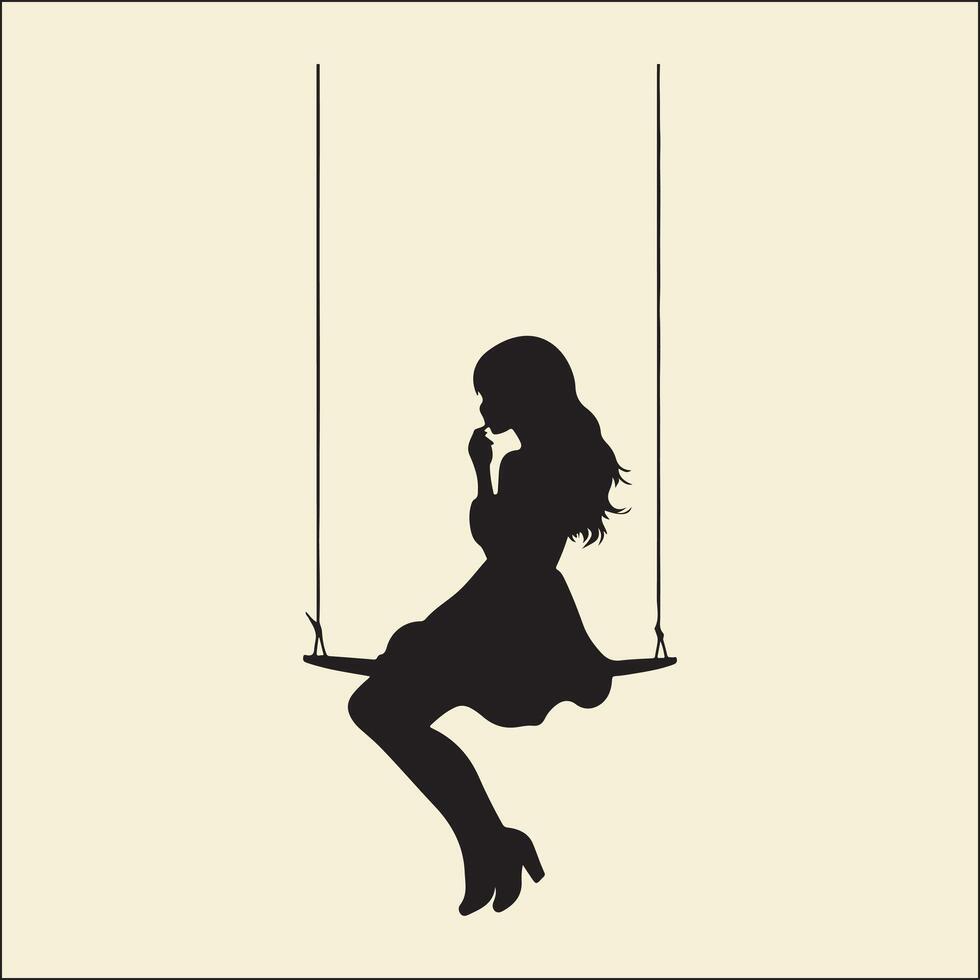 Girl Swing Silhouette, Swing clipart vector
