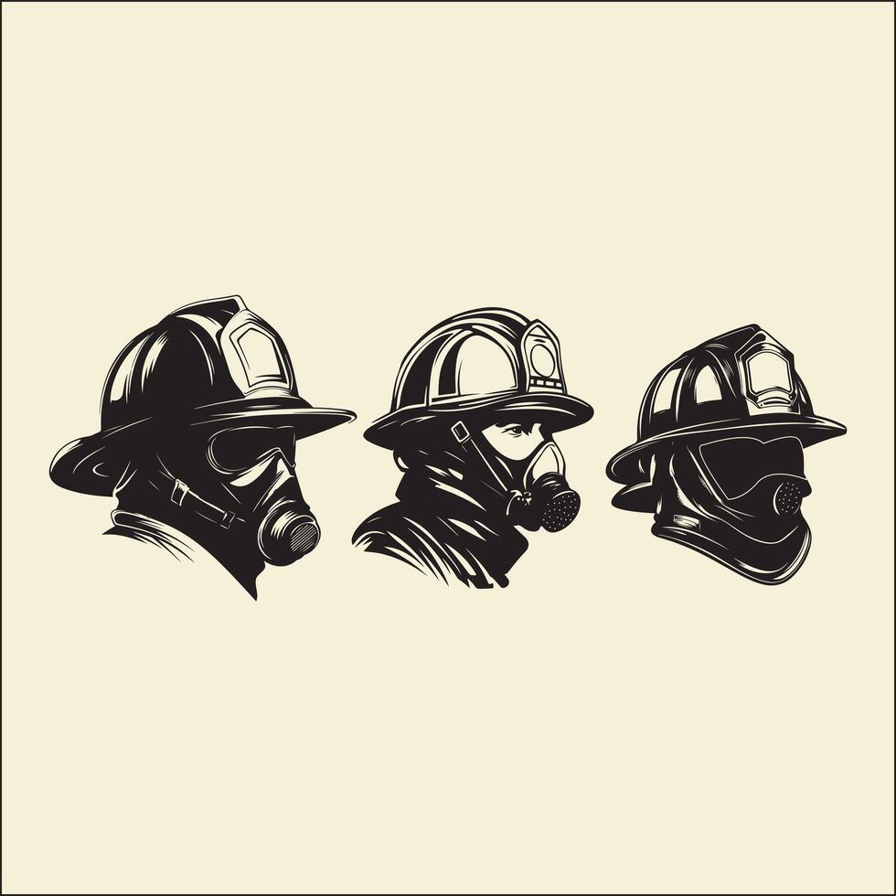 Firefighter Helmet Silhouette, Rescue Safety vector