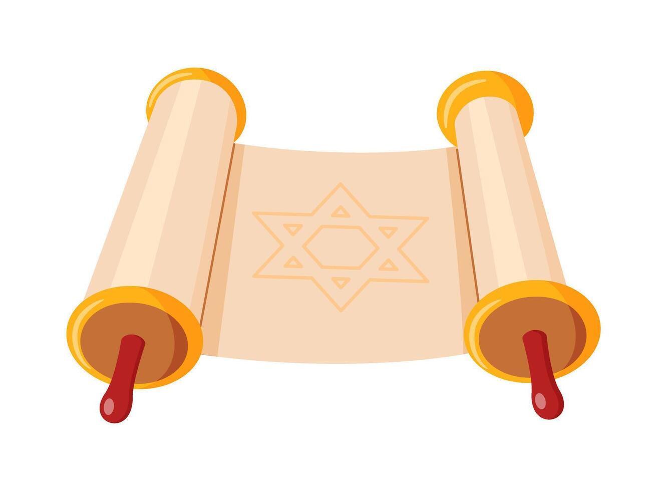 Torah scroll Hand drawn trendy flat style isolated icon. Ancient Jewish bible book scroll of Torah. Jewish holidays. illustration vector