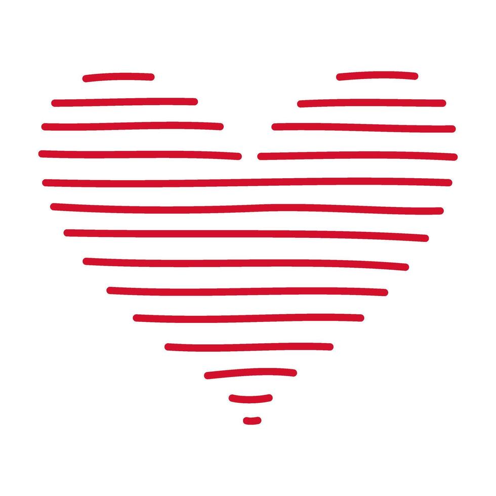 striped heart doodle style love icon Romantic symbol of love for graphic design poster tattoo Valentines Day Greeting card line art vector