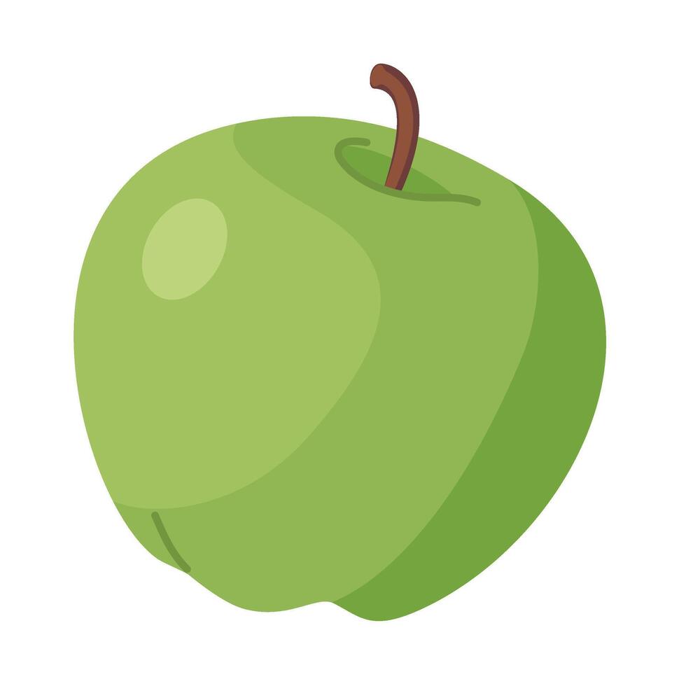 Green apple, juicy fruit Hand drawn trendy flat style isolated icon. illustration vector