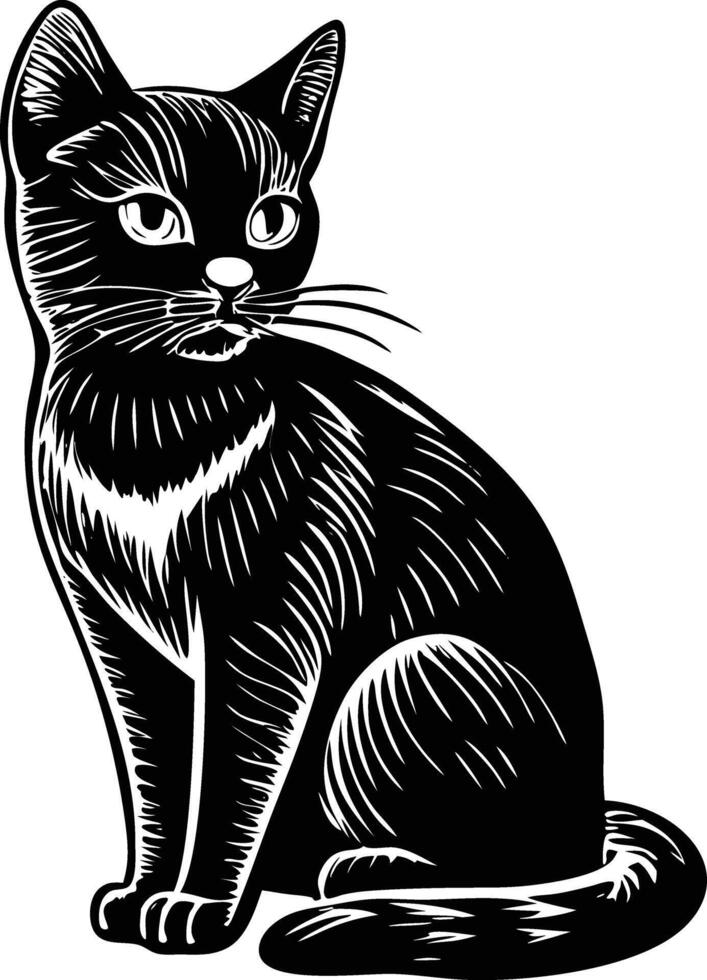 Elegant Black Cat Illustration vector