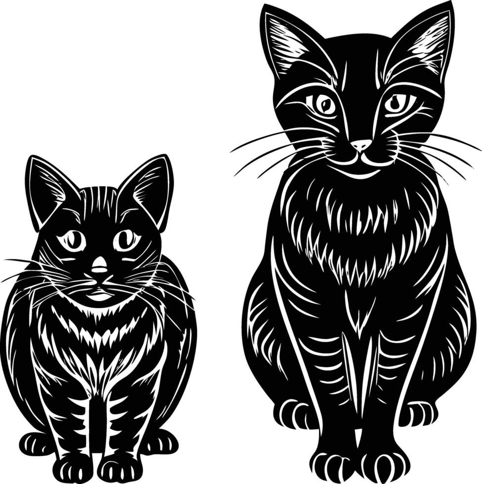 Two Cats Sitting vector