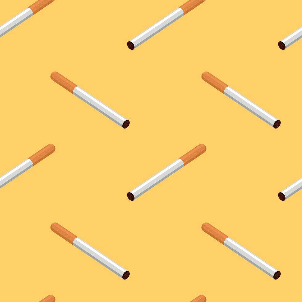 Cigarette seamless pattern on a yellow background. Flat illustration vector