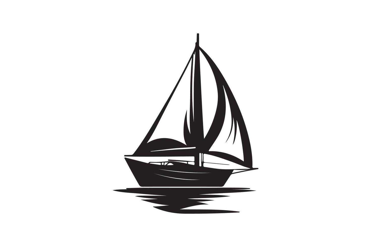 Minimalist Sailing Boat Artwork Black and White Marine Design vector