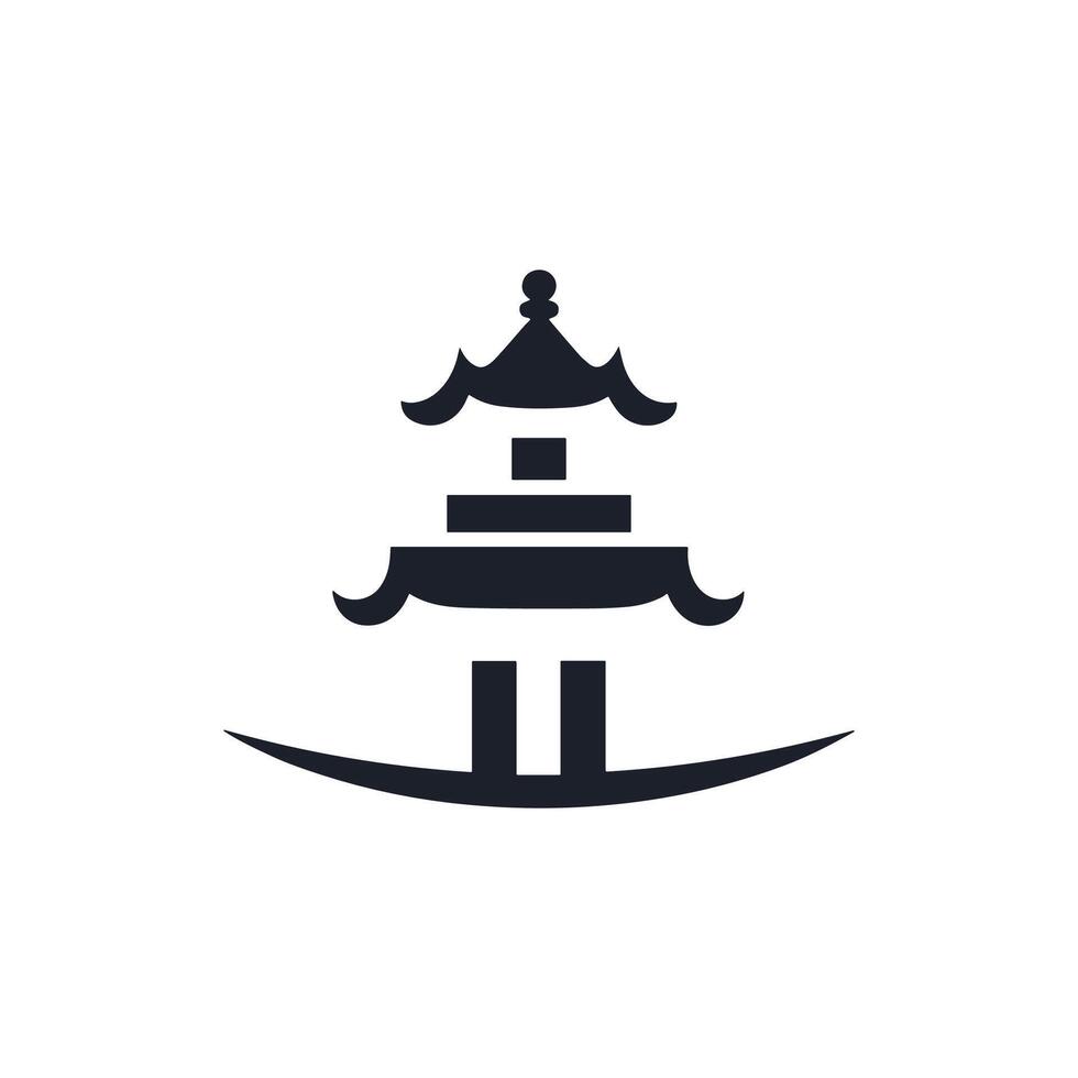 A black and white logo of a pagoda vector